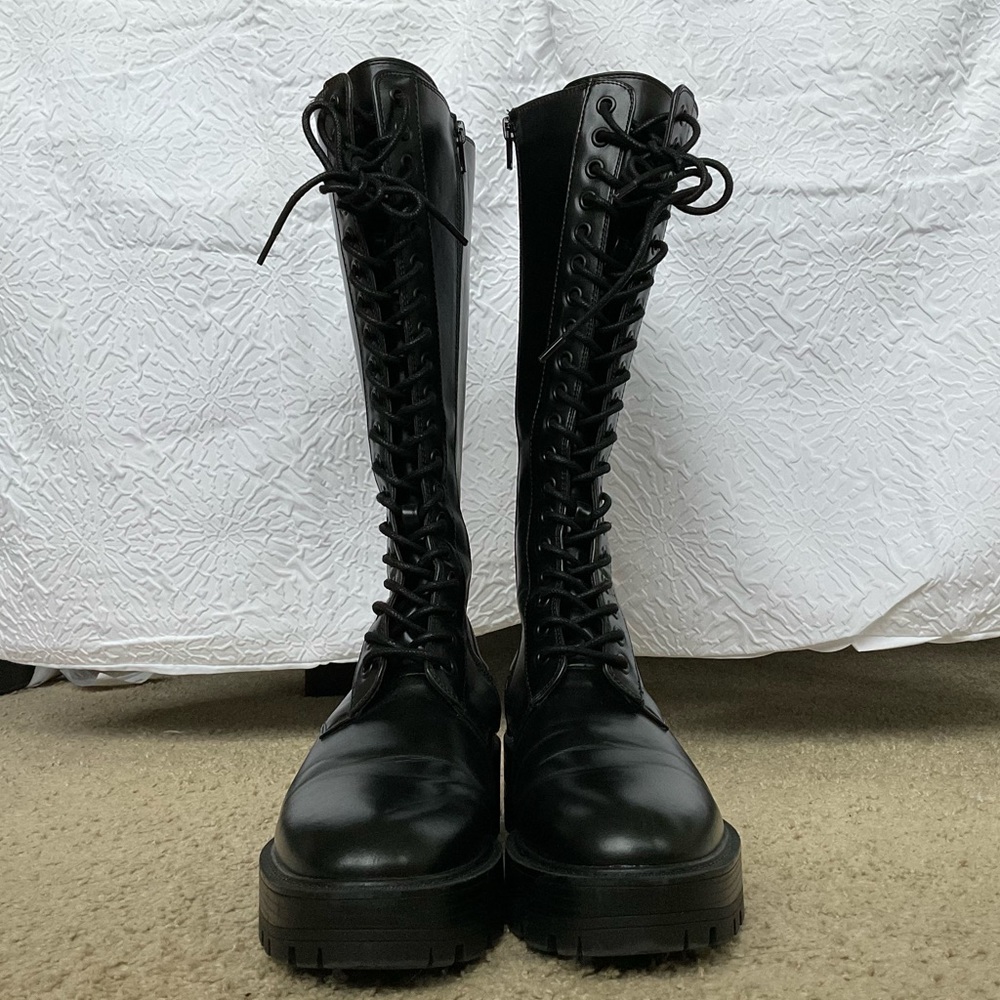 ZARA Knee High Combat Boots EU39 US8